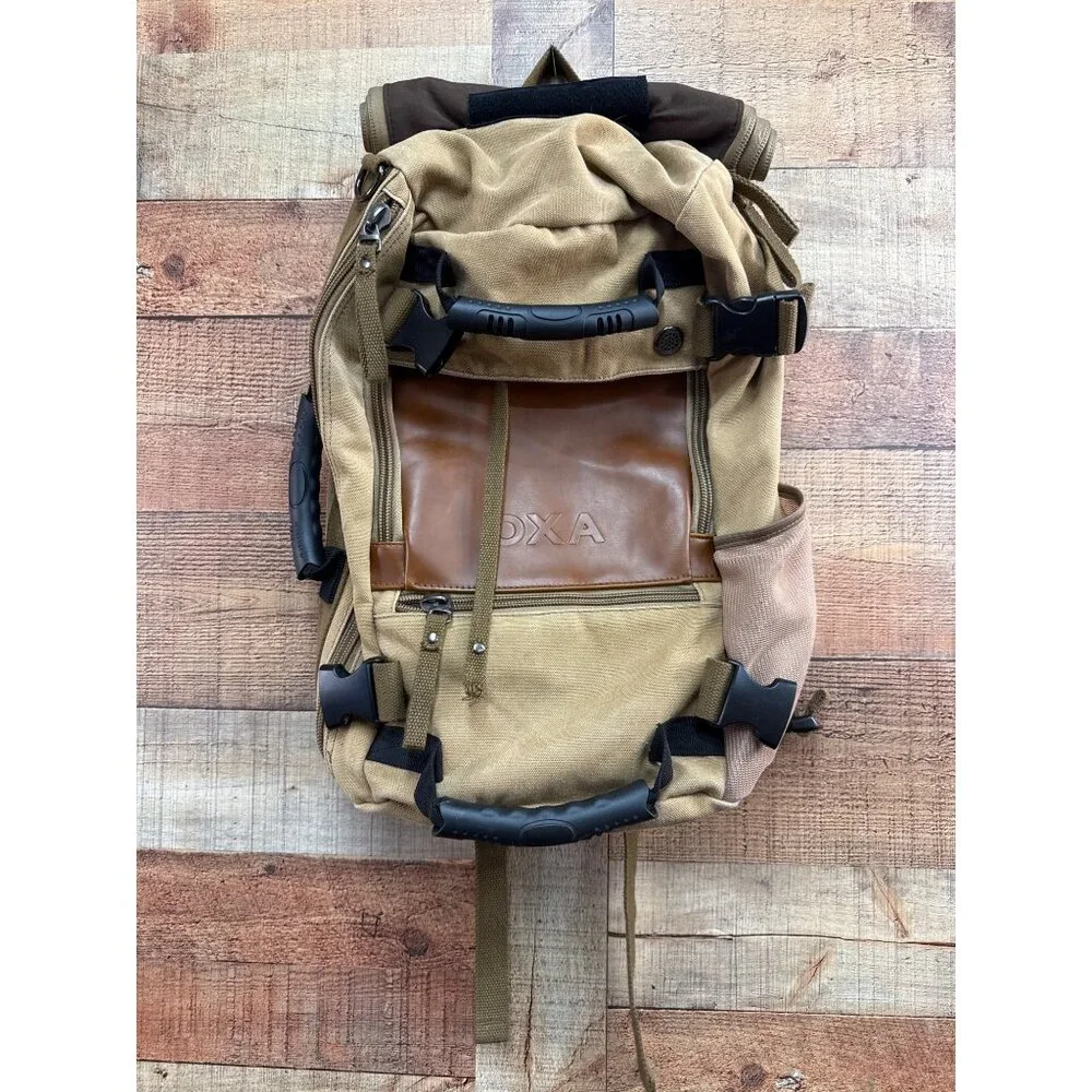 Canvas Backpack Travel Bag Hiking Bag Camping Bag Rucksack Khaki